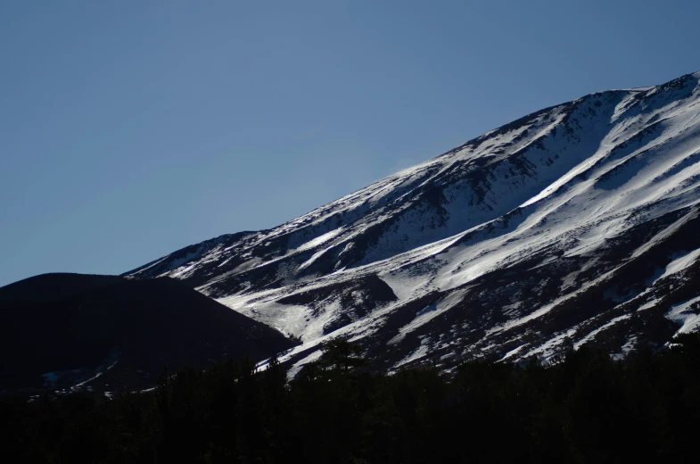 a big mountain covered in snow and lots of trees