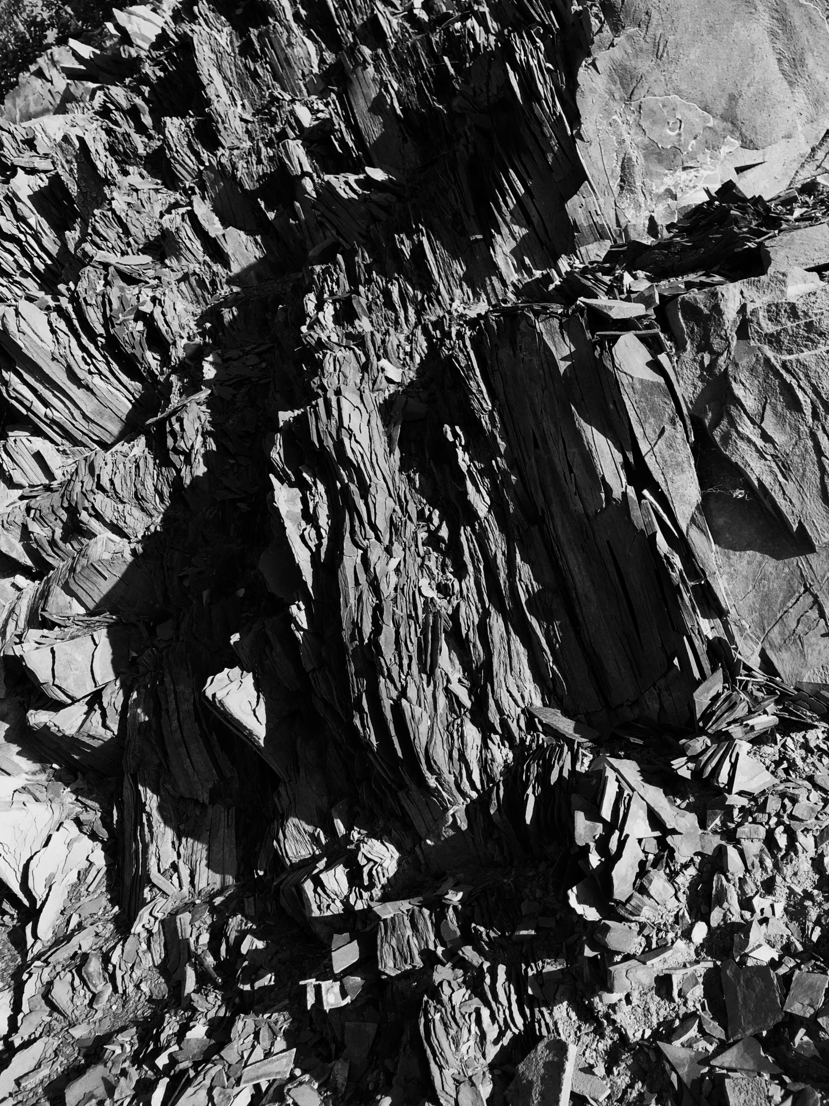 black and white pograph of a very large mountain side