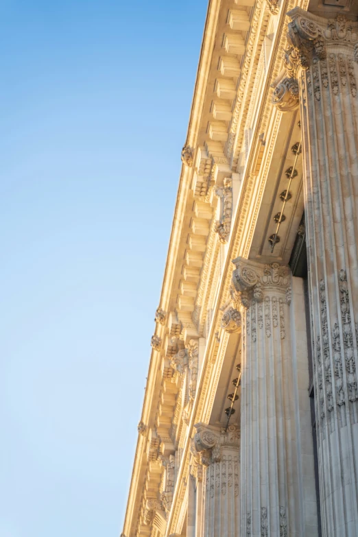 the pillars of the building are all different architectural styles