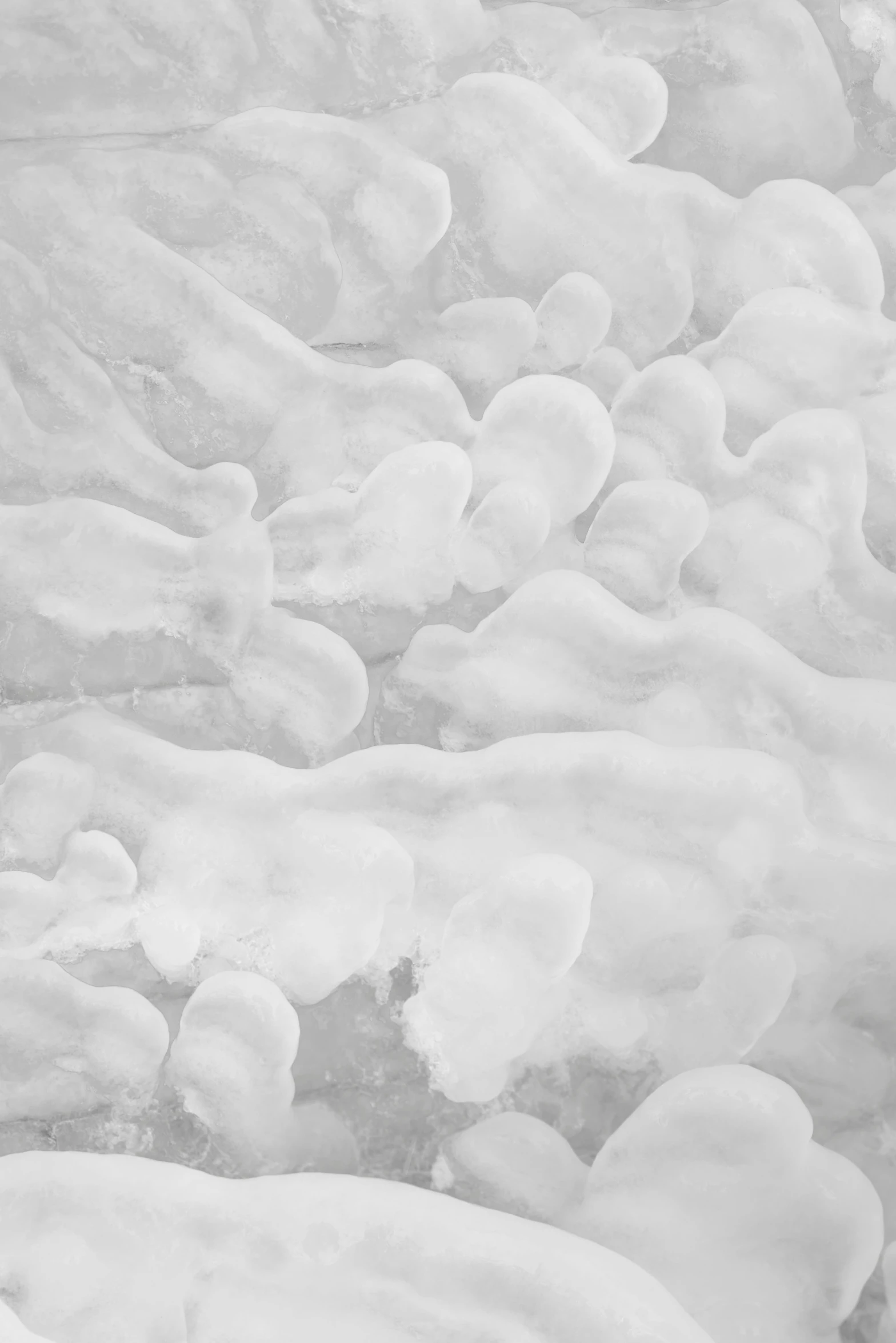 white foam on the river in winter