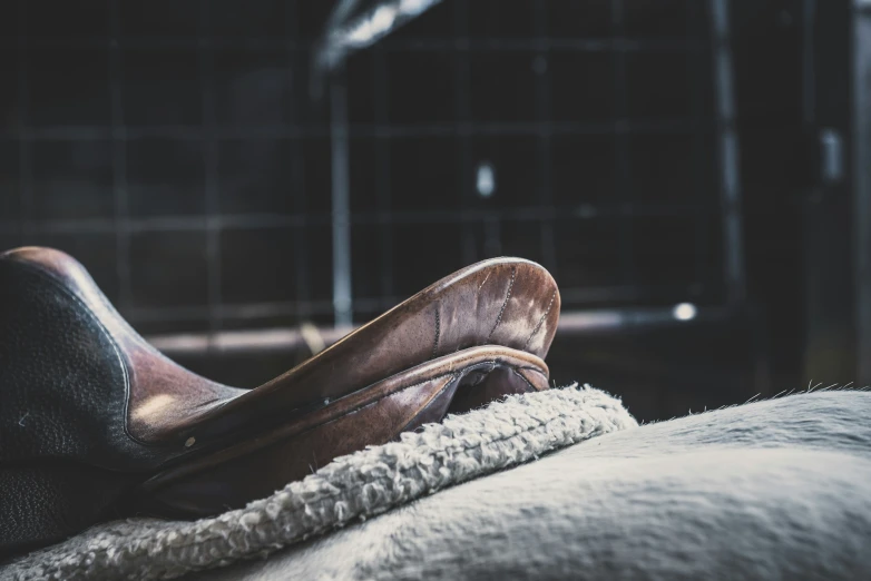 closeup of a persons shoe, on the couch