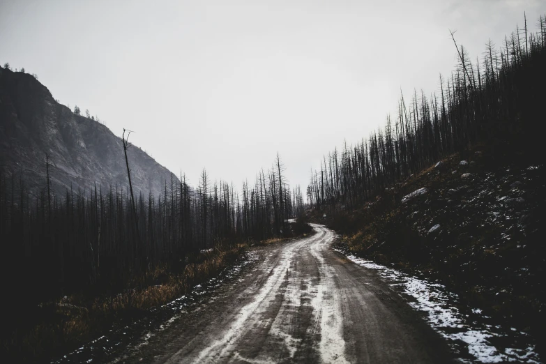 the snow on the road is almost dry, but it seems to be a bad thing