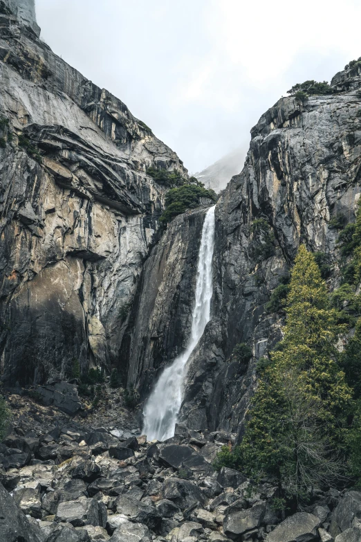 water flows from a river onto a mountain side