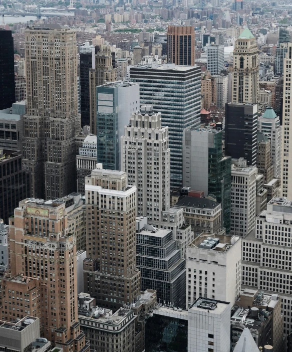 an aerial view of several buildings on top of each other