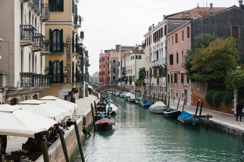 a canal that is next to a group of buildings