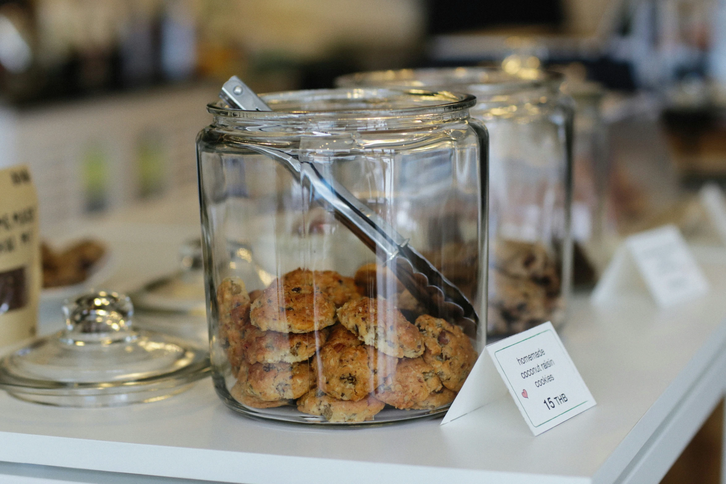 an assortment of baked goods in small glass jars