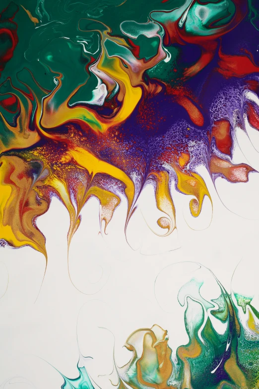 a painting with many colors of liquid on it