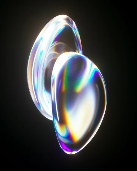 two bubbles on a black background with a small white object behind them