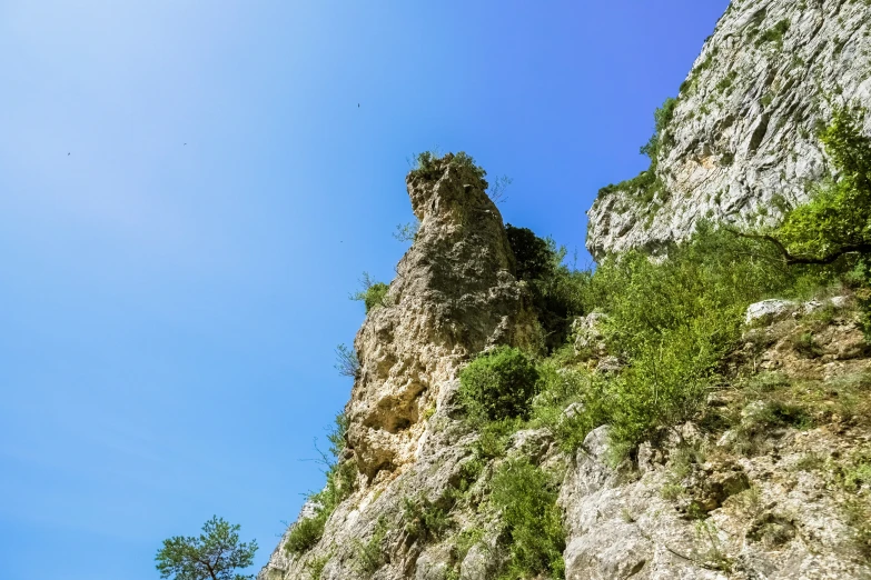 the view from the base of a rock formation