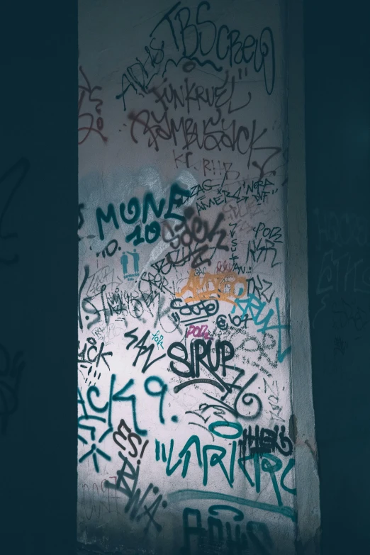 a wall covered in graffiti and writing from various eras