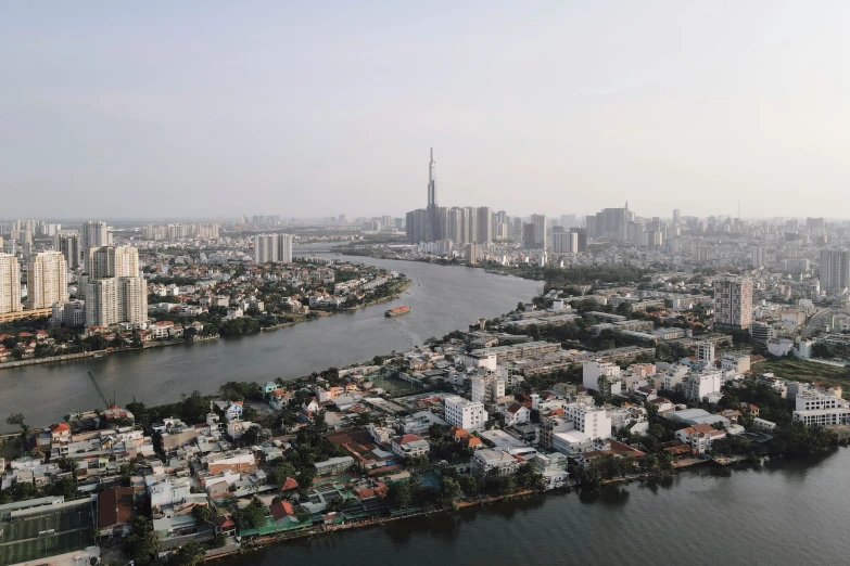 cityscape with a river near it