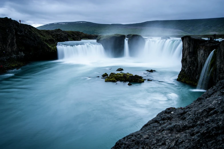 the view from the side shows waterfalls