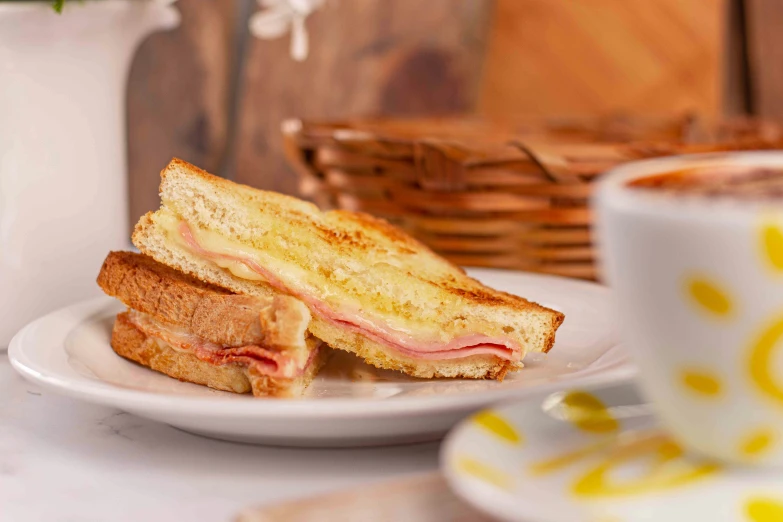 two sandwiches sitting on a white plate on a table