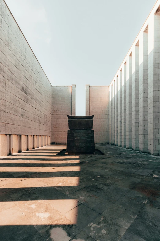 a picture of an empty concrete building with only the front window still open