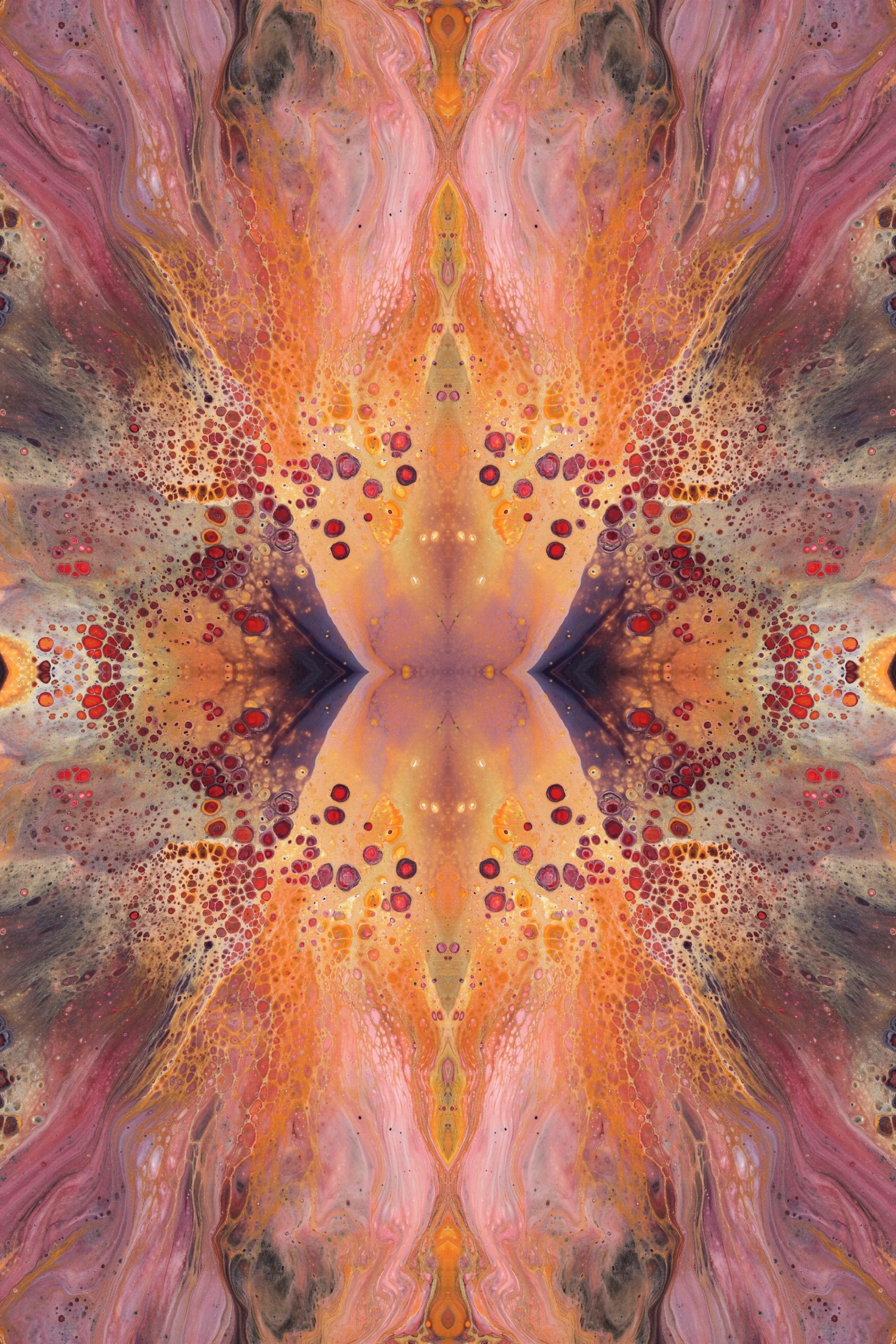 abstract art work in shades of pink and orange