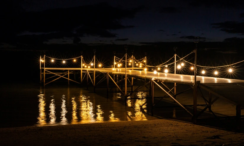 there are lights that can be seen on this bridge