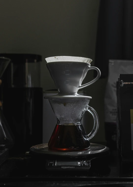 three different coffee cups stacked on top of each other