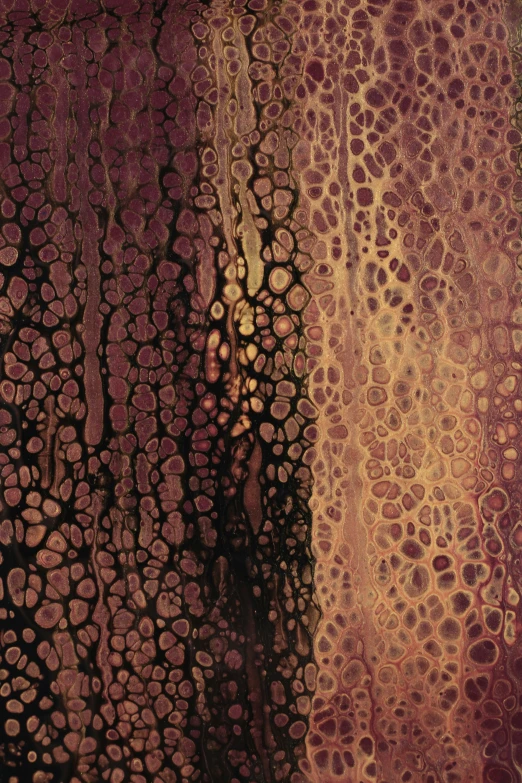 a painting of a purple and brown background with large circles