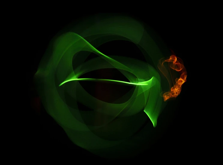 an abstract pograph of a bright green glowing object