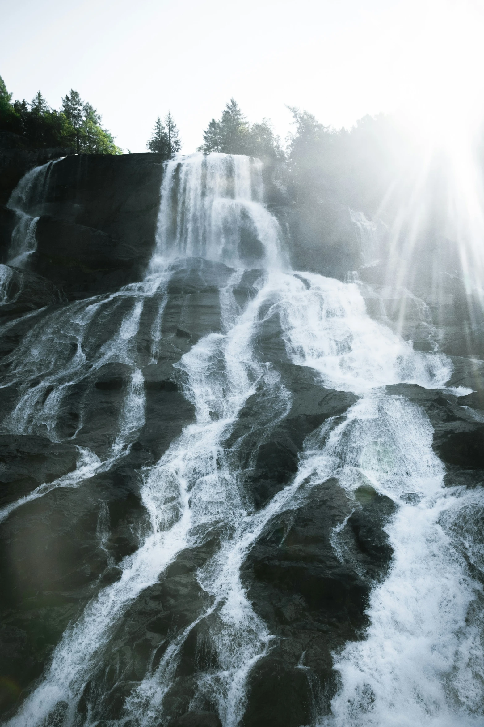 a waterfall that is about to fall off the cliff