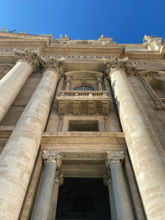 close up of the columns and top of an ancient building