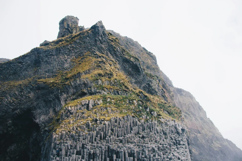 the rocks on the side of the mountain are very sharp