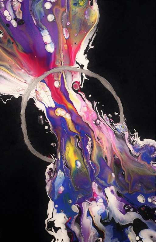 abstract painting with multiple colors and bubbles