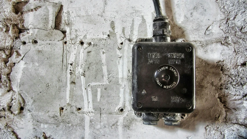an old square metal box with wires attached