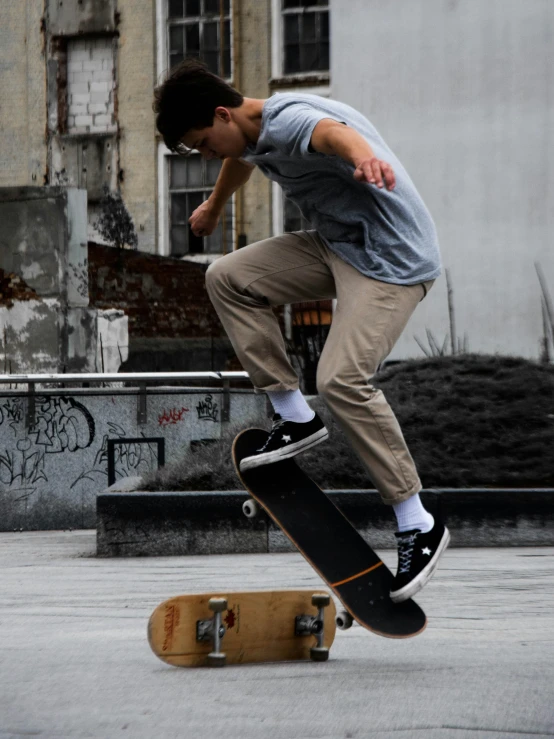 a man that is jumping on a skateboard