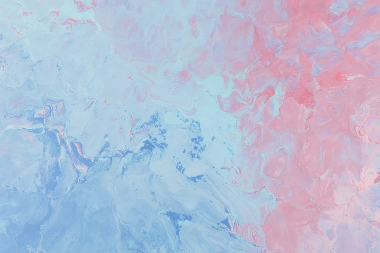 a painting with blue and pink paints that has a dark bottom part