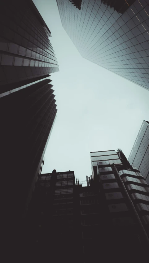 looking up at skyscrs from the ground