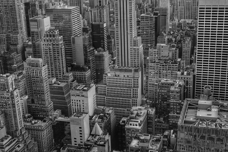 black and white po of buildings in a city