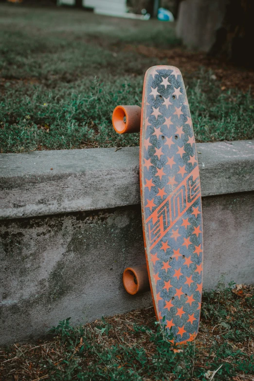 a skateboard on top of some cement blocks