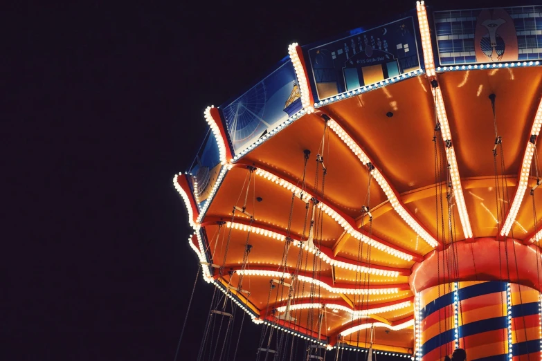 a yellow and orange ferris wheel at a carnival