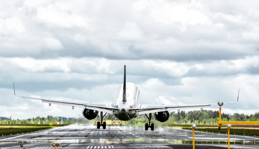 a plane getting ready to take off from the runway