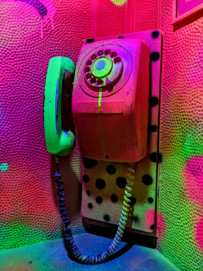 a pink phone with dripping paint on it