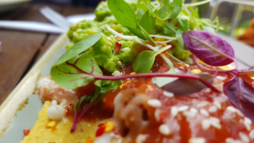 a plate with a very pretty looking food on it