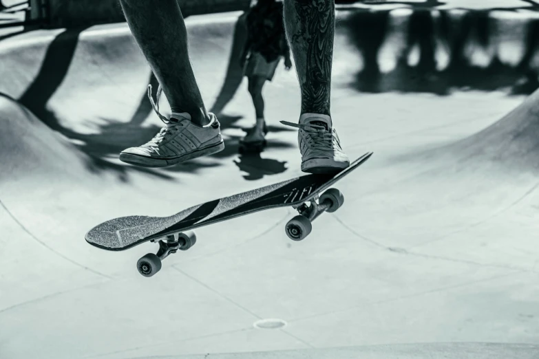 a person riding a skate board at a skate park