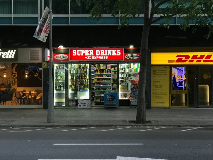 a supermarket is lit up and ready for customers