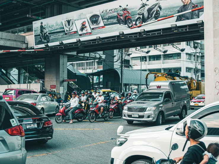 a busy city street with lots of cars