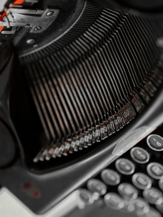 close up of the front part of a typewriter