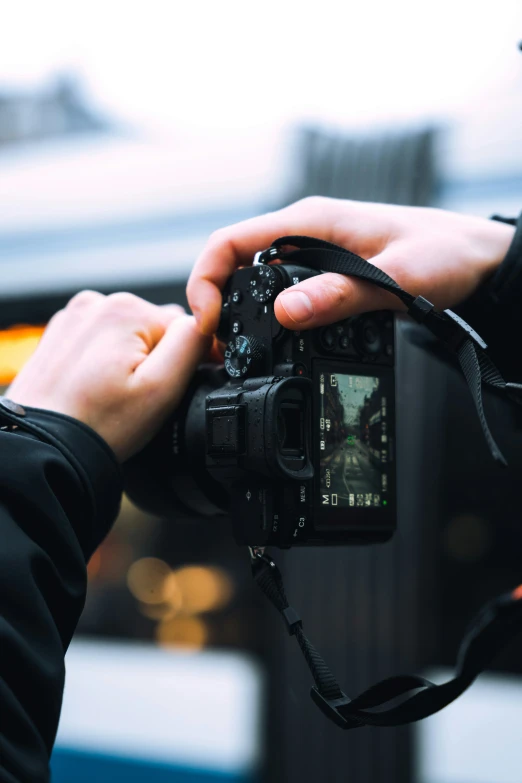 a person is taking pictures with their camera