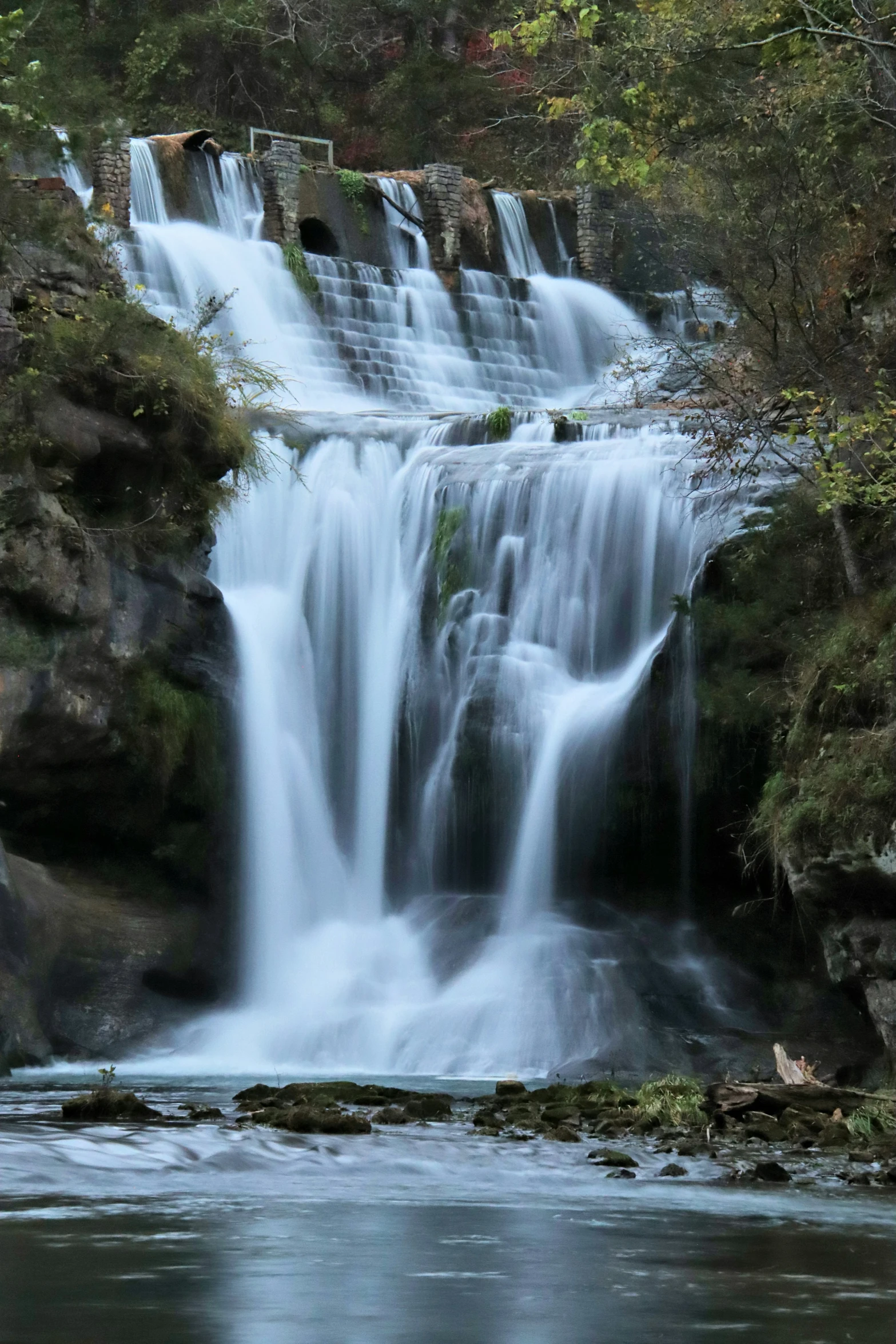 waterfalls are shown in this artistic pograph