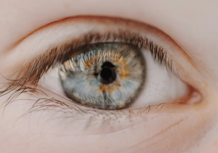 an extreme close up of an eye showing the iris and blue colors