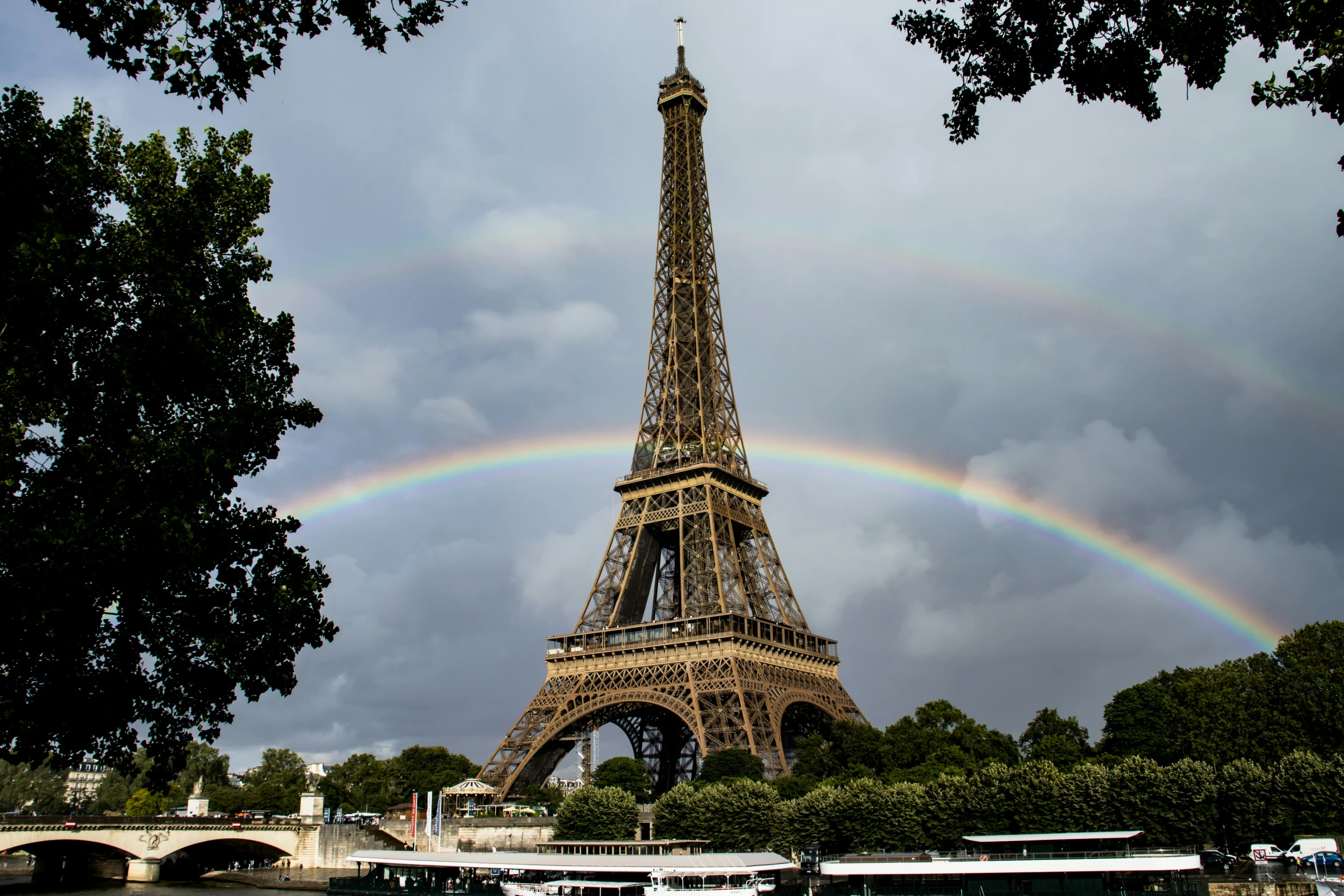 rainbow at the end of a beautiful cloudy day