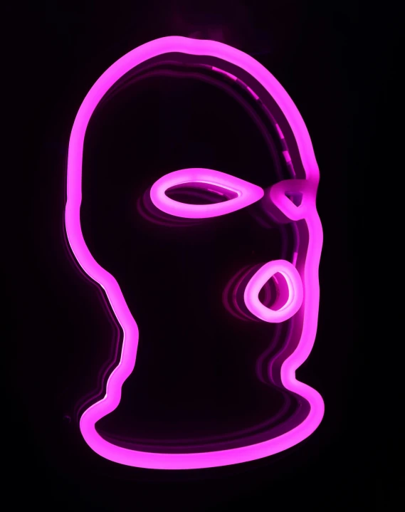 neon pink neon mask with swirl designs