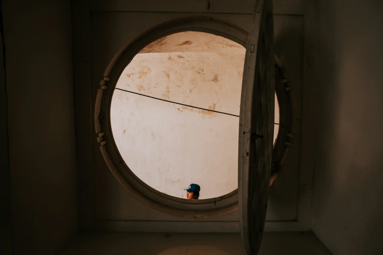 a circular window in a building is shown