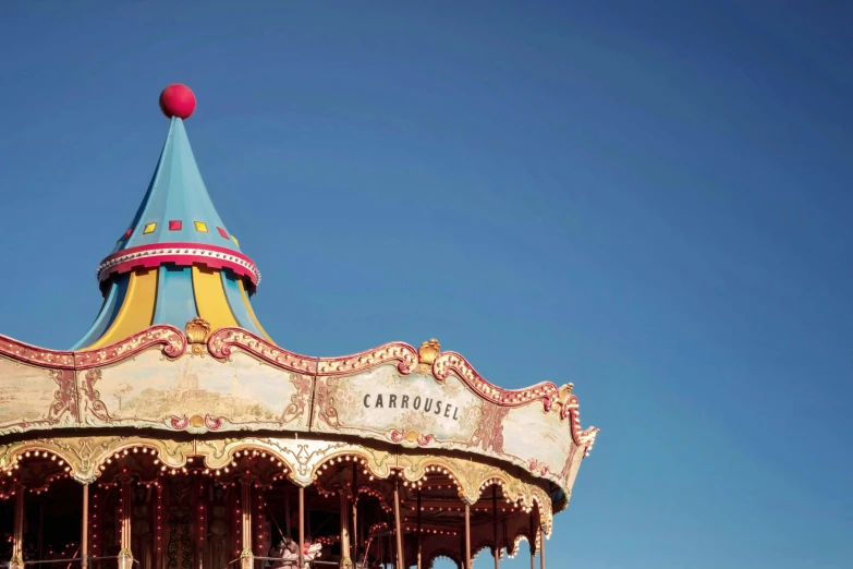 the top of a fairground carousel during the day