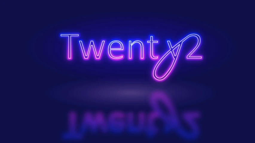 a neon blue font with a glowing back ground