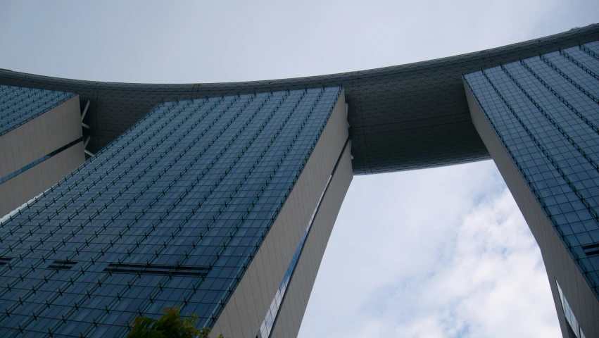 the building top is very tall and blue